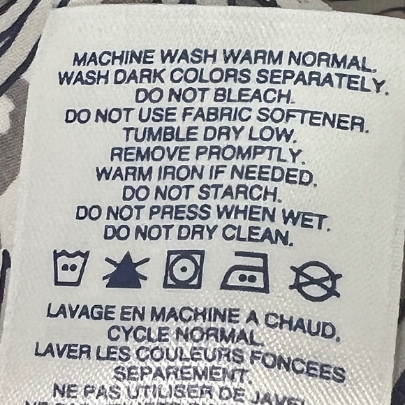 Lands' End Floral Button Up Shirt No Iron Supima Cotton Top Gray Pink 14T Tall - Picture 6 of 13